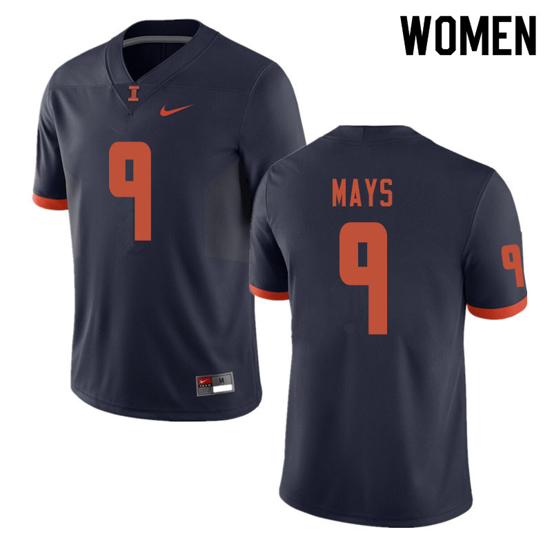 Women #9 Sam Mays Illinois Fighting Illini College Football Jerseys Sale-Navy